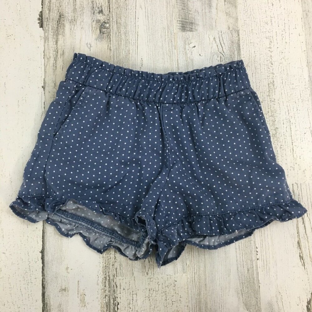 Baby Gap Girls Sz S Kids Blue Polka Dot Pull On Ruffle Shorts